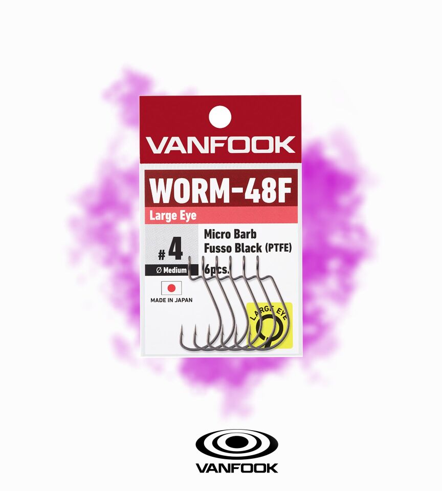 VANFOOK WORM-48F LARGE EYE FS BK 7P #4