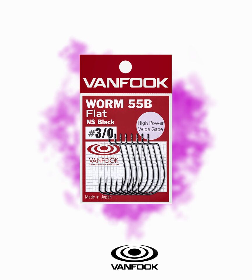 VANFOOK WORM-55B FLAT NS BLACK 5P #3/0