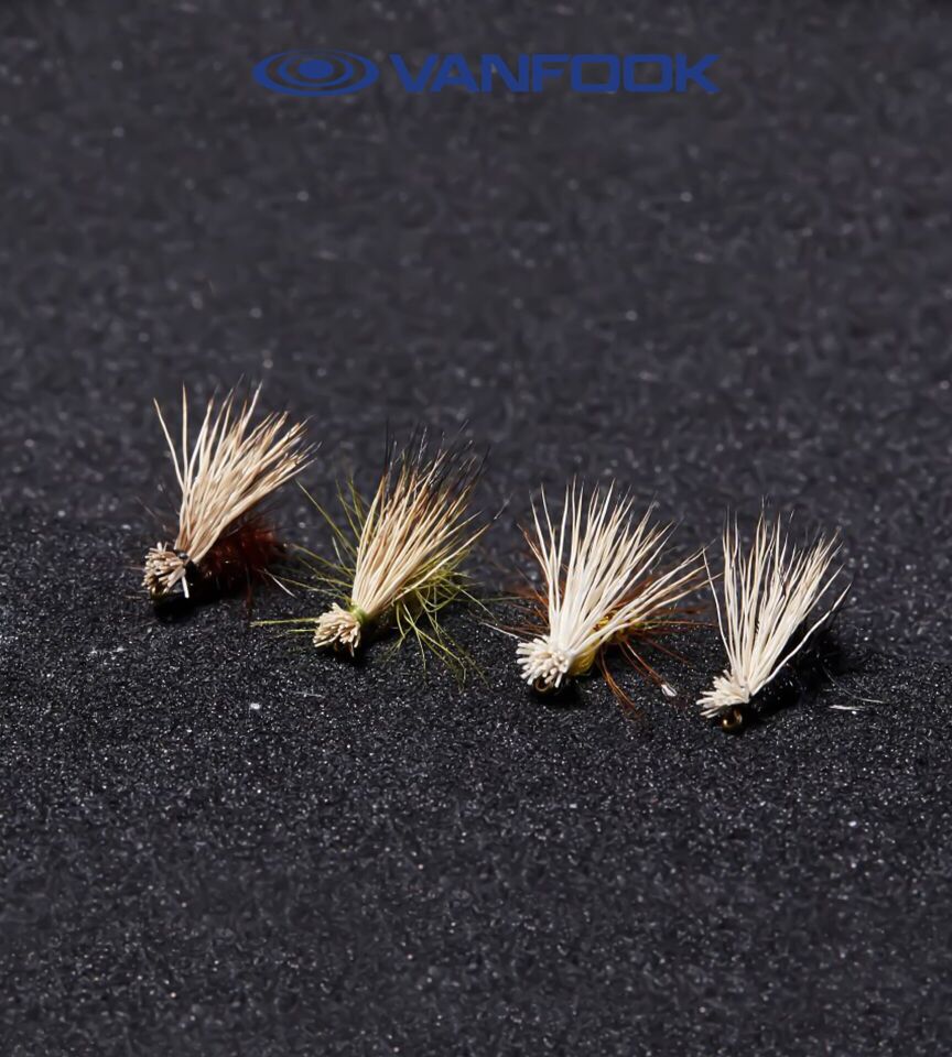 VANFOOK EC-1601 ELK HAIR CADDIS FLY 3P #16