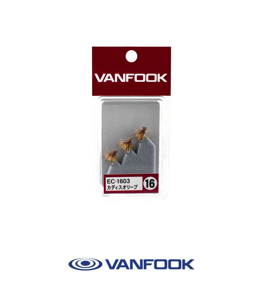VANFOOK EC-1603 ELK HAIR CADDIS FLY 3P #16