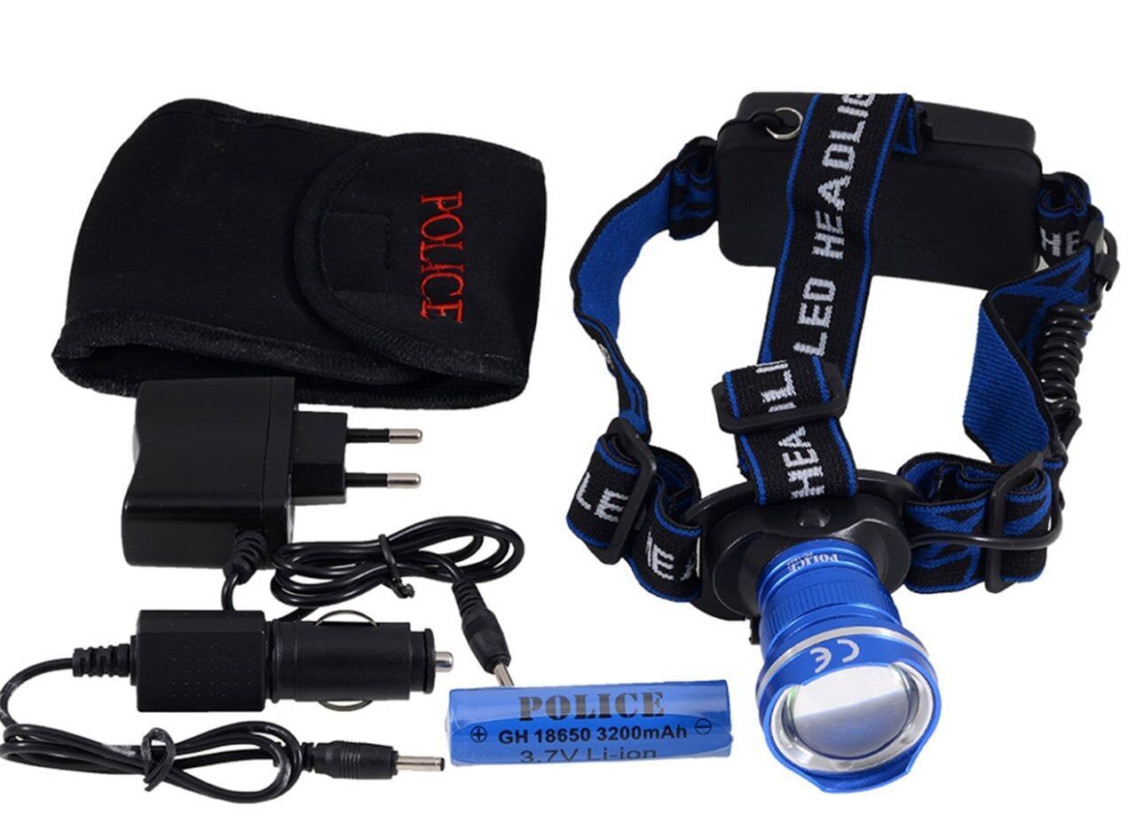 Police PS-1824 12/220V Zoomlu Şarjlı Kafa Feneri