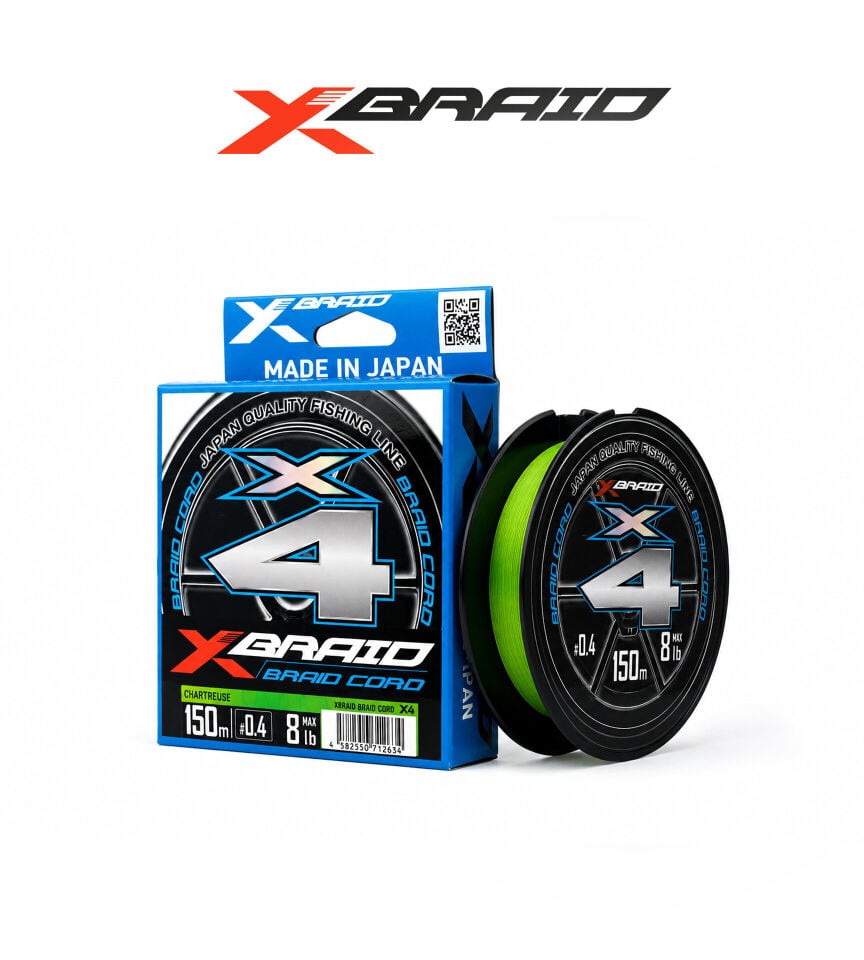 YGK X035 BRAID CORD PE X4 150M 3.6KG 0.104 FLUO GREEN