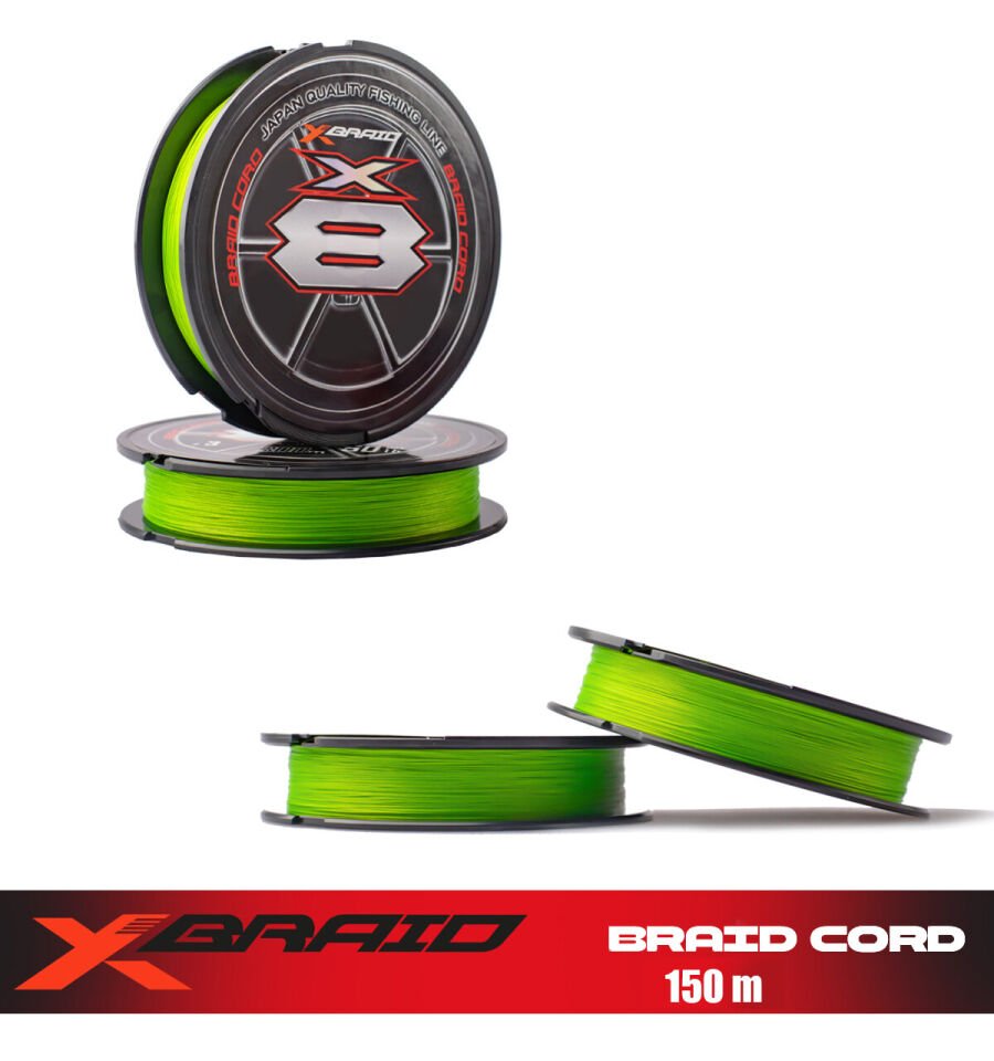 YGK X035 BRAID CORD PE X8 150M 5.4KG 0.117 FLUO GREEN