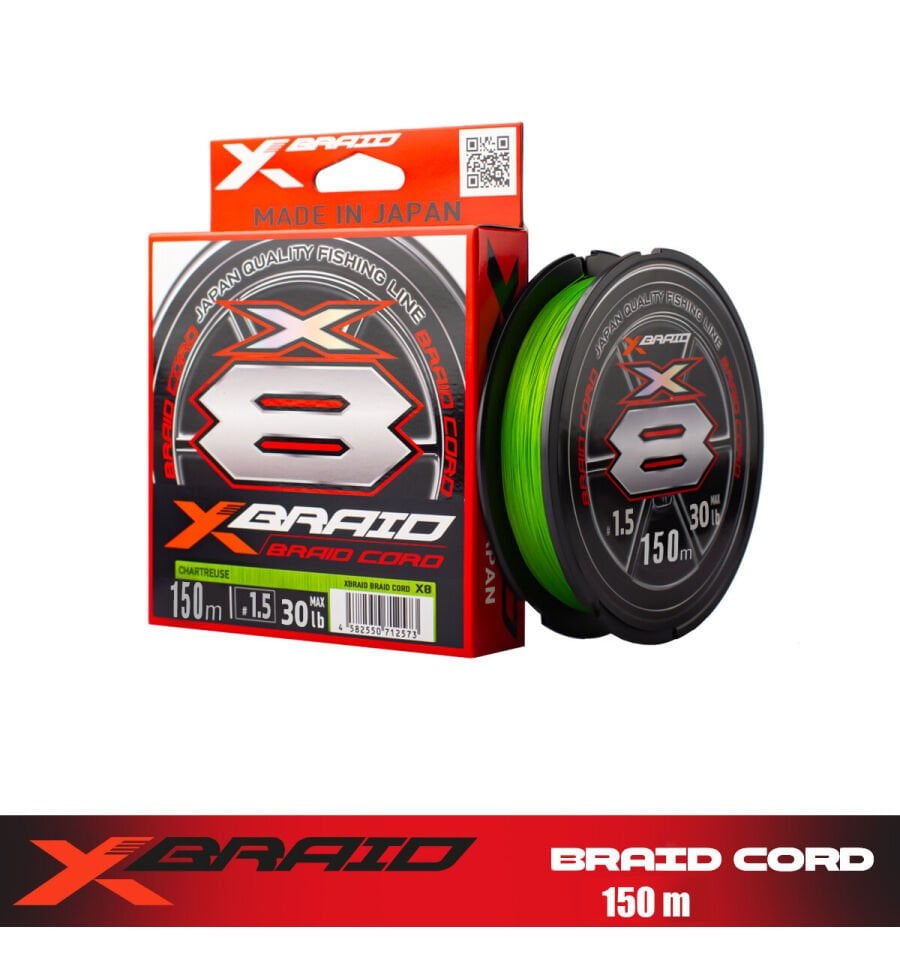 YGK X035 BRAID CORD PE X8 150M 13.5KG 0.20 FLUO GREEN