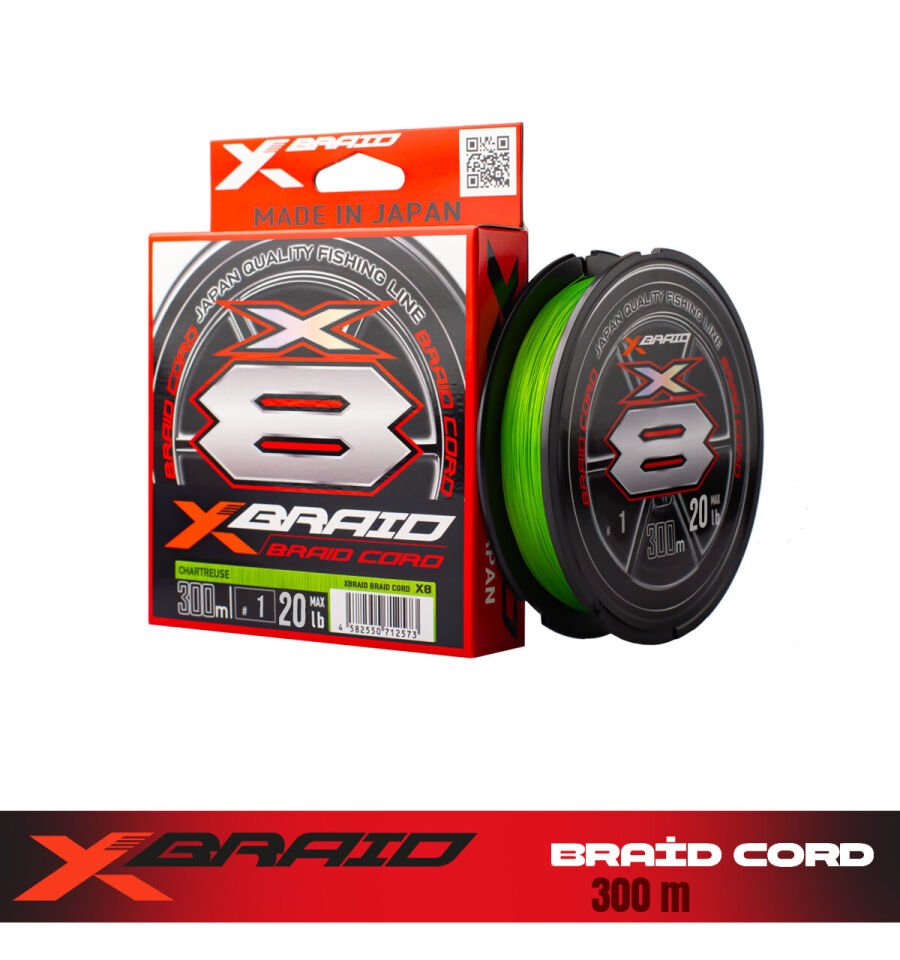 YGK X036 BRAID CORD PE X8 300M 9.1KG 0.16 FLUO GREEN