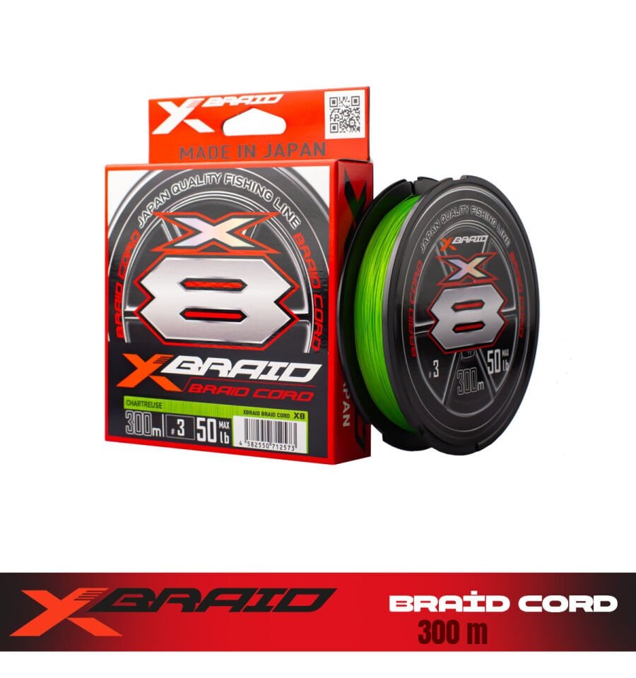 YGK X036 BRAID CORD PE X8 300M 23KG 0.28 FLUO GREEN