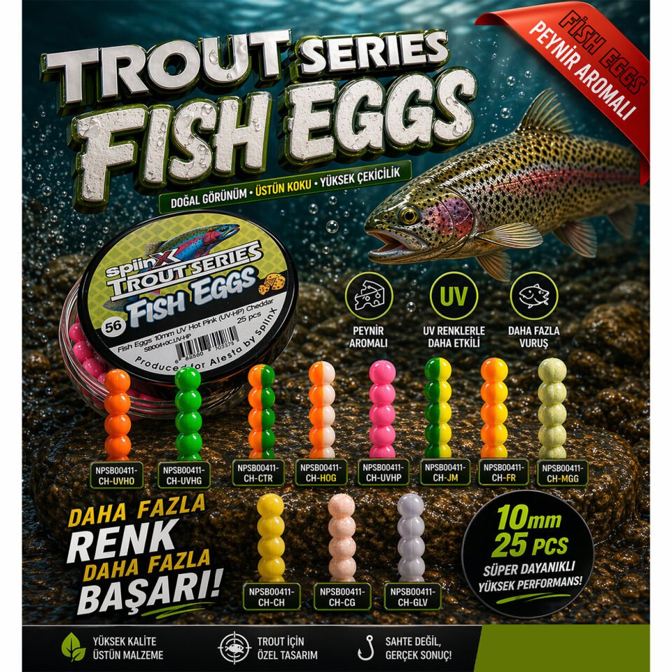 SPIINX FISH EGGS 10MM 25P CHEDDAR UV HOT ORANGE X GLOW 66